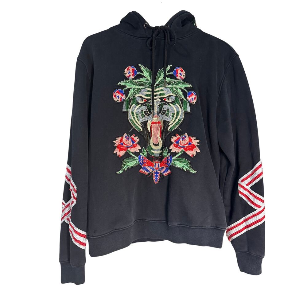 Hudson Outerwear Tiger Floral Embroidered Hoodie Large